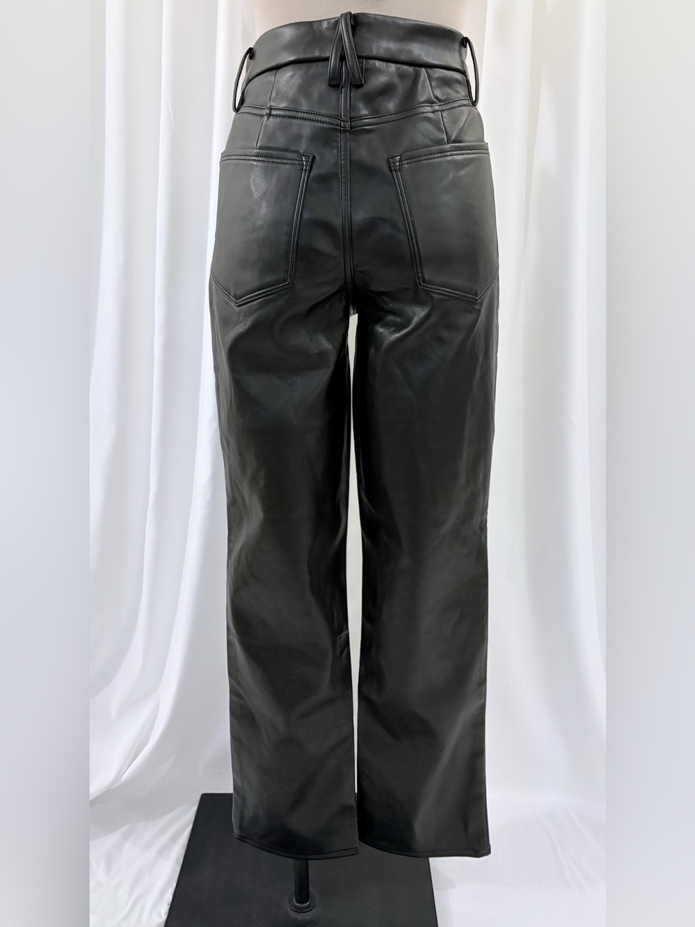 Good American “Good Icon” Faux Leather Pants Straight Leg - Picture 5 of 6